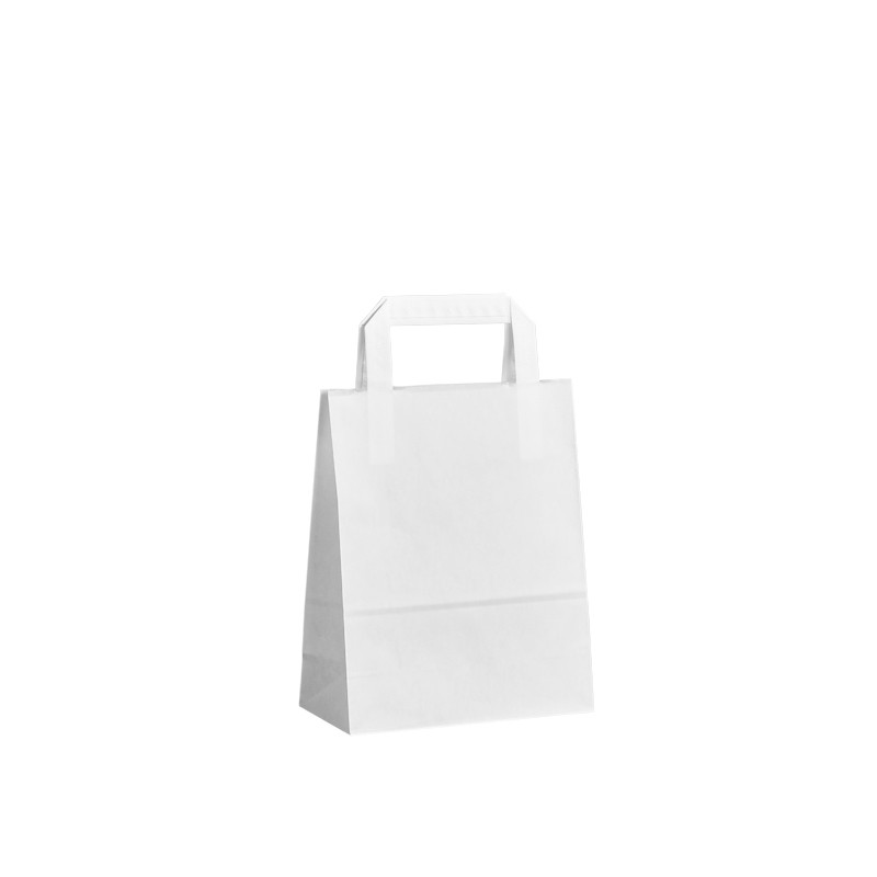 Papírové tašky bílé s plochým uchem 180x80x220 mm