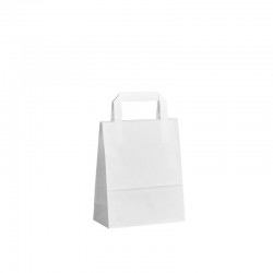 Papírové tašky bílé s plochým uchem 180x90x220 mm