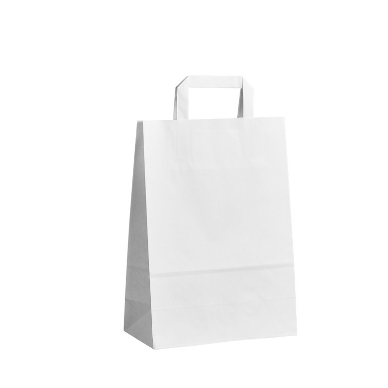Papírové tašky bílé s plochým uchem 240x110x330 mm