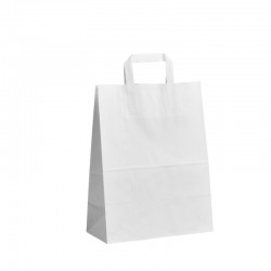 Papírové tašky bílé s plochým uchem 260x100x330 mm