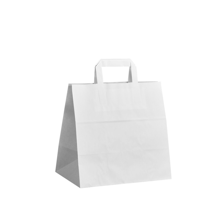 Papírové tašky bílé s plochým uchem 280x170x270 mm