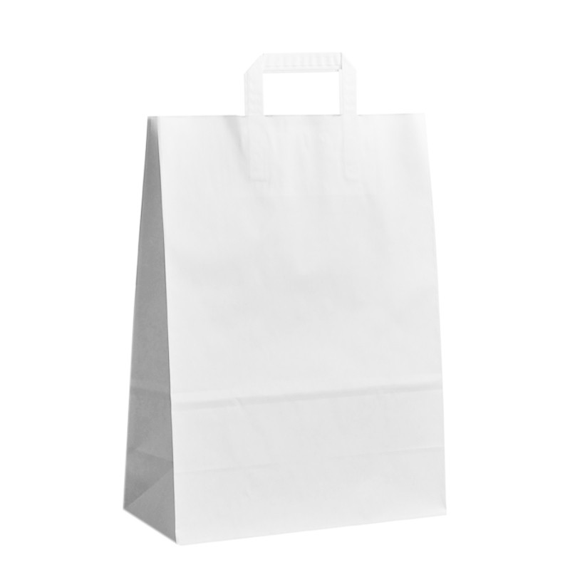 Papírové tašky bílé s plochým uchem 320x140x420 mm