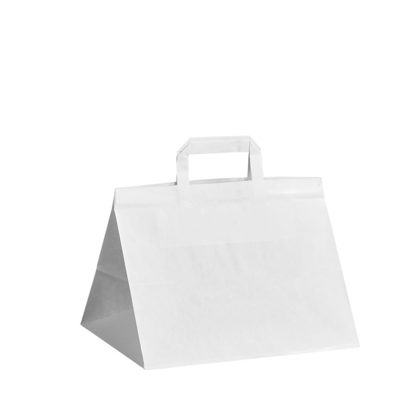 Papírové tašky bílé s plochým uchem 320x220x240 mm