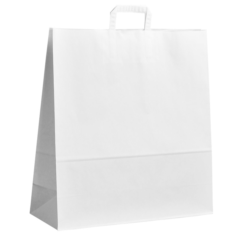 Papírové tašky bílé s plochým uchem 450x170x480 mm