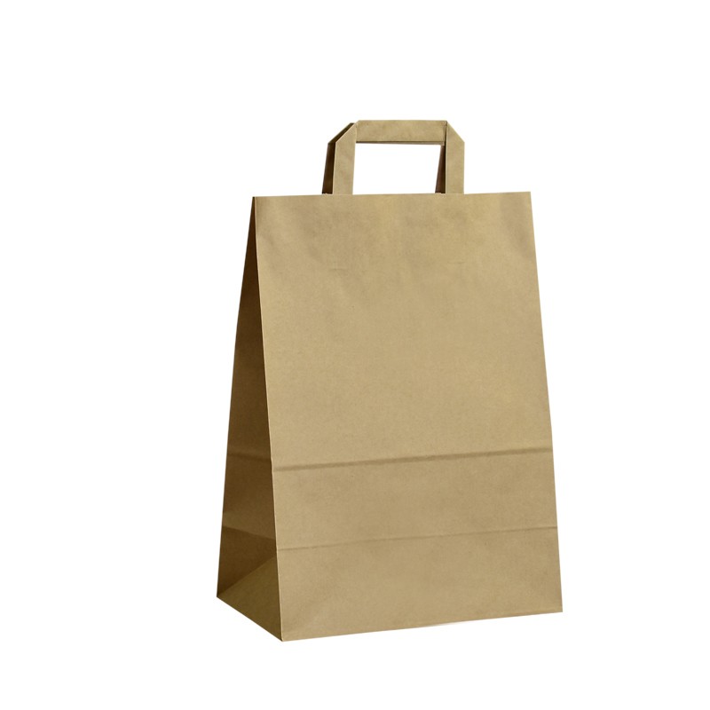 Papírové tašky hnědé s plochým uchem 260x140x360 mm Papírové tašky hnědé s plochým uchem 260x140x360 mm