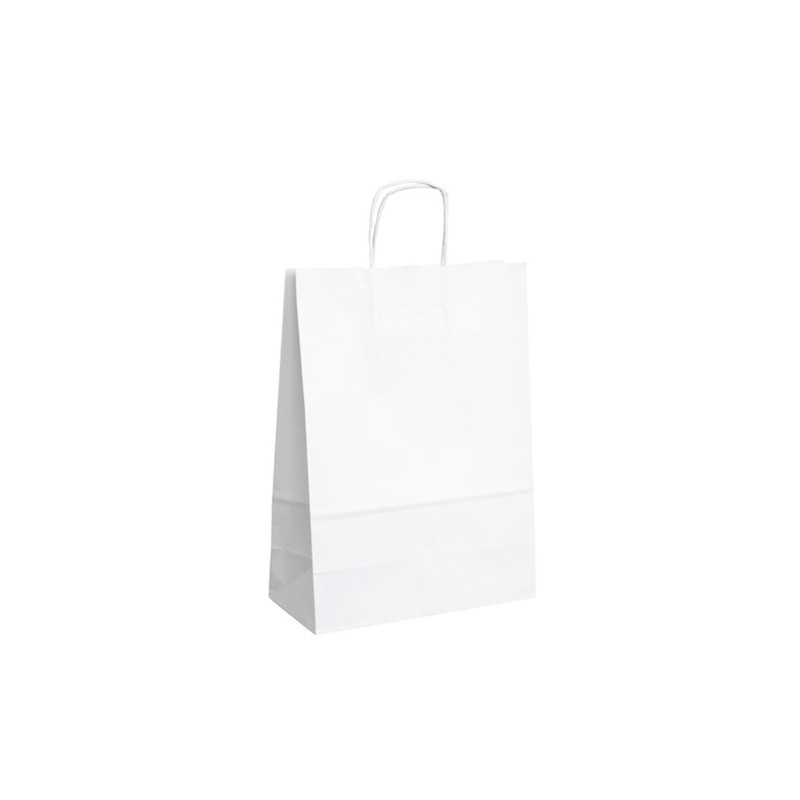 Papírové tašky bílé s krouceným uchem 240x110x330 mm