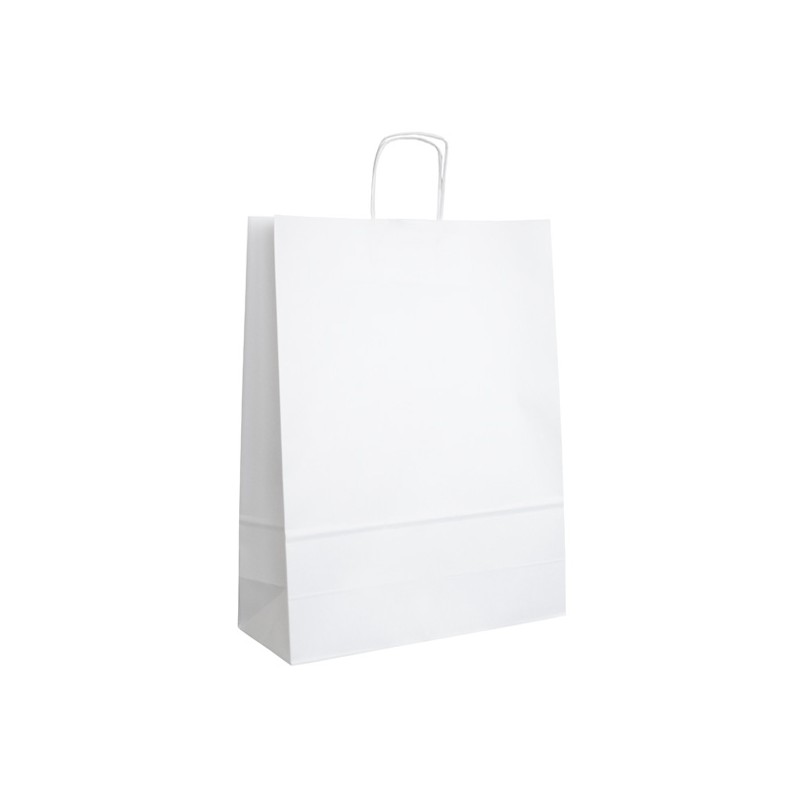 Papírové tašky bílé s krouceným uchem 320x120x410 mm