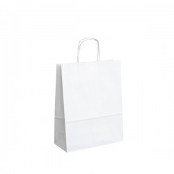Papírové tašky bílé s krouceným uchem 220x100x280 mm