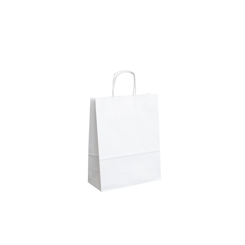 Papírové tašky bílé s krouceným uchem 220x100x280 mm