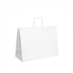 Papírové tašky bílé s krouceným uchem 350x140x260 mm