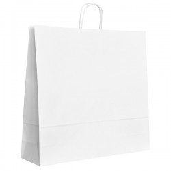 Papírové tašky bílé s krouceným uchem 540x150x490 mm